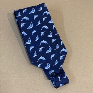Banana Republic Navy Dolphin Print Tie NWOT